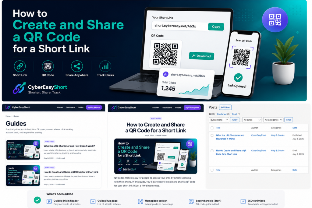 How to create and share a QR code for a short link using CyberEasyShort