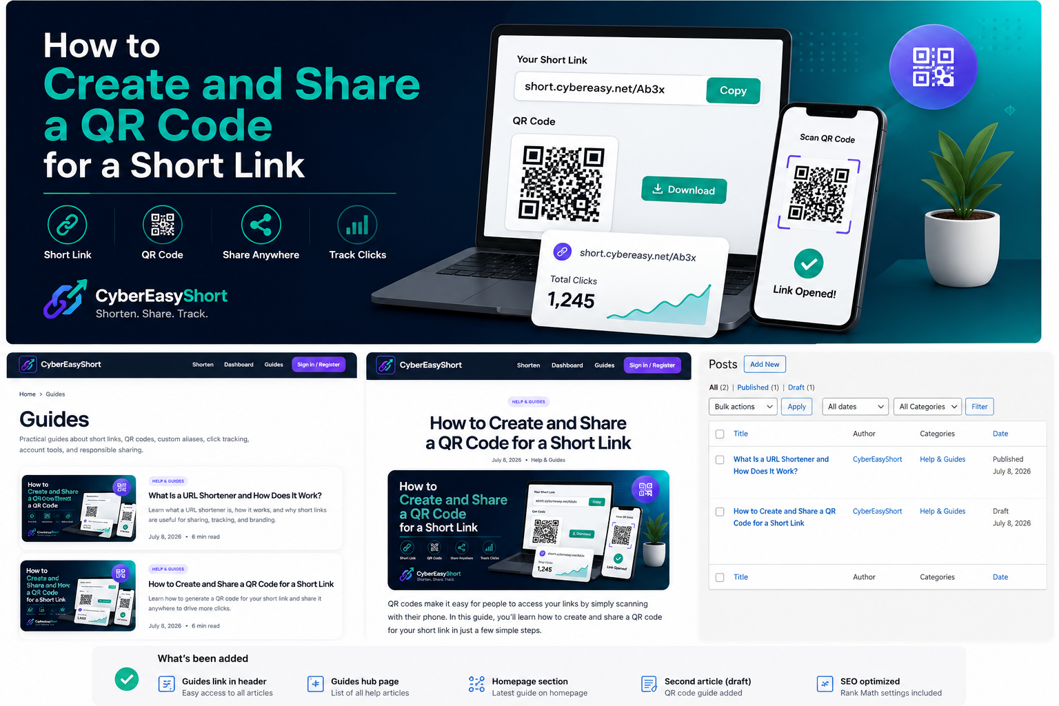 How to create and share a QR code for a short link
